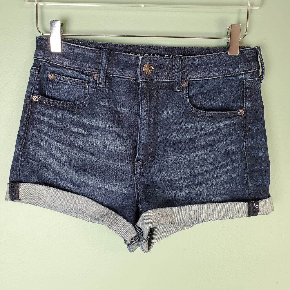 American Eagle Super Hi-Rise Shortie Cuffed Jean Shorts Size 8